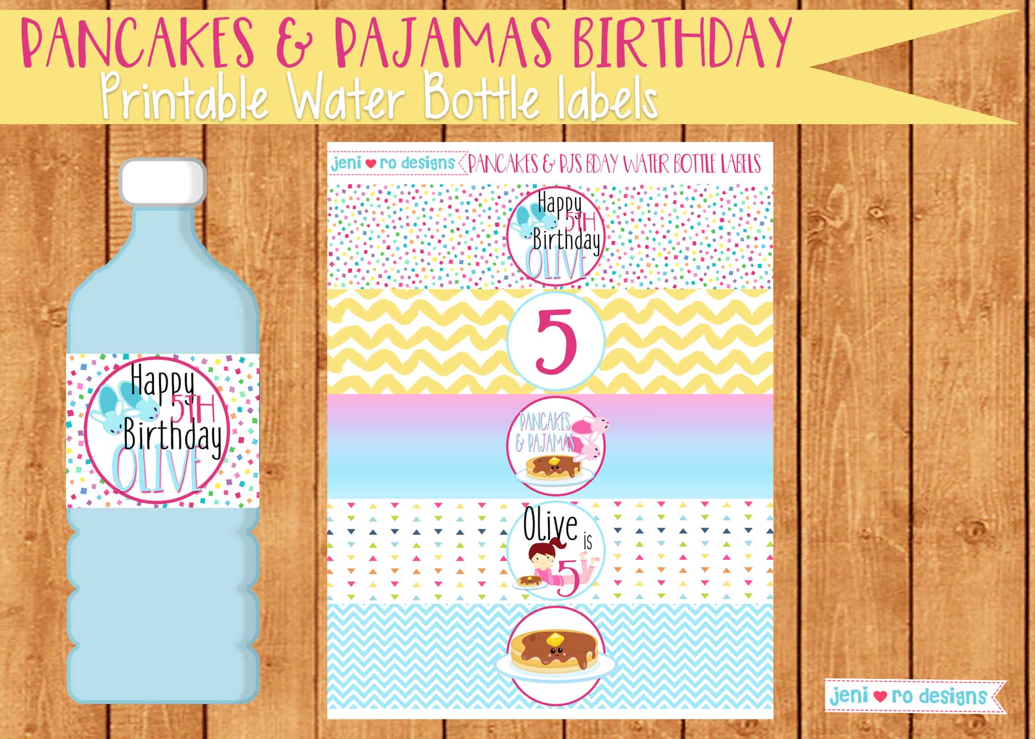 Pancakes & Pajamas Birthday, Printable Party decor set, pj party, pancakes,  pajamas, pjs, birthday printable set, personalized • jeni ro designs