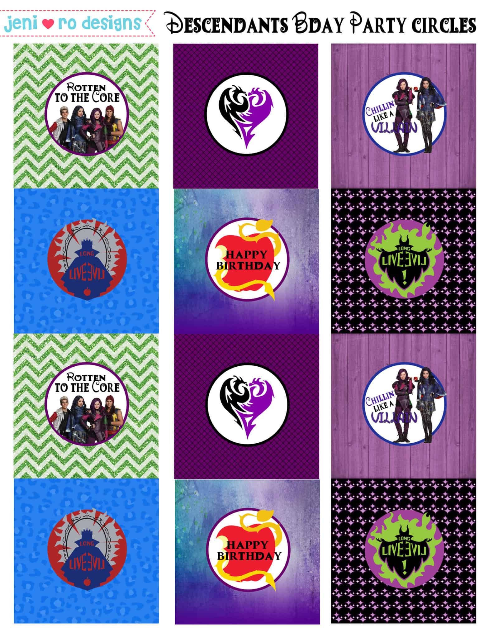 Descendants birthday party printables in the Free Printable Library!