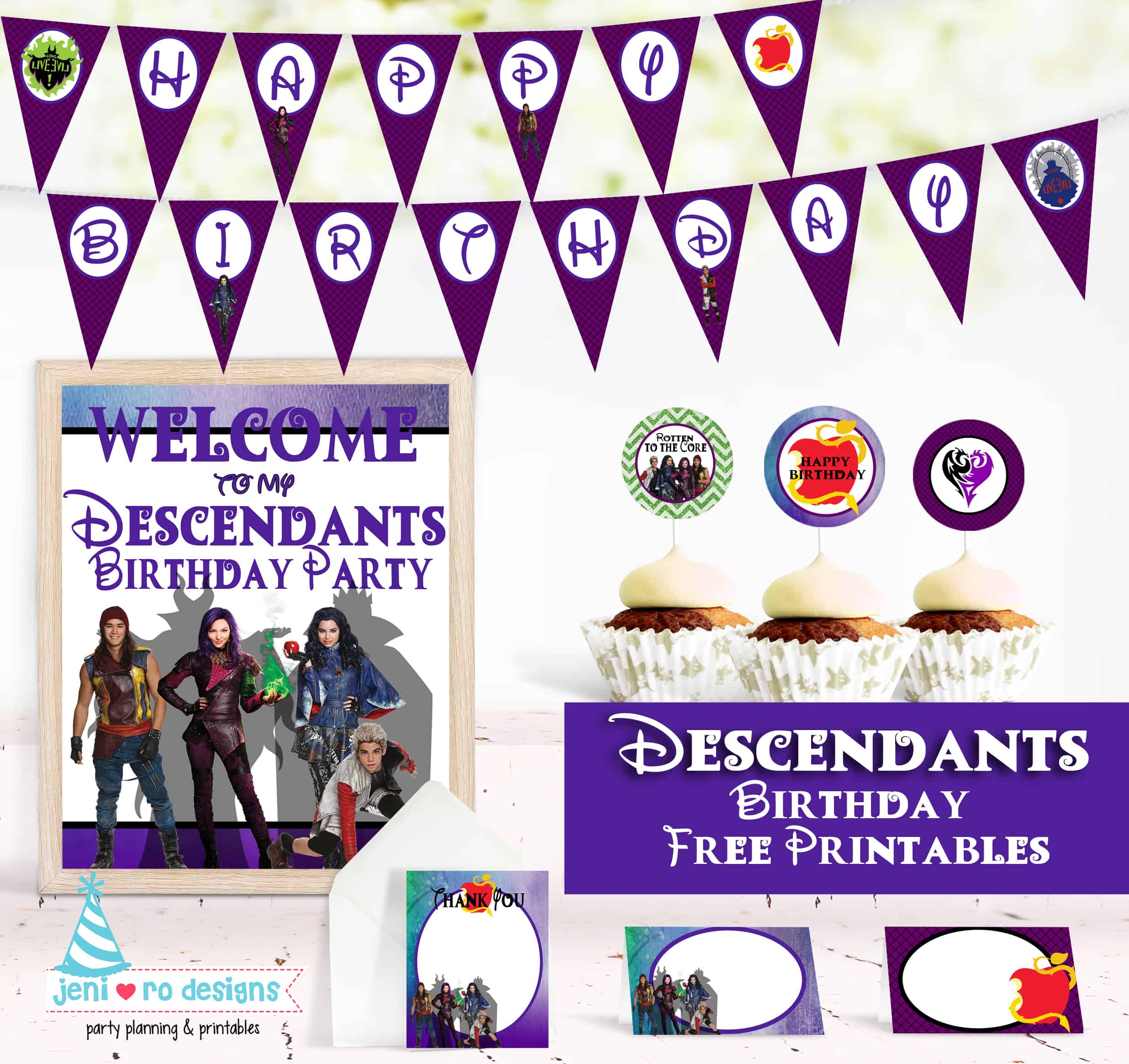 Descendants Happy Birthday Banner, Descendants Party Decor