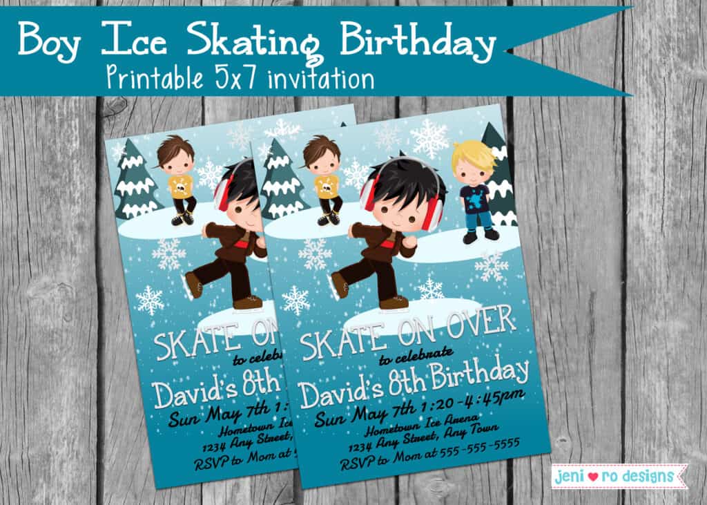 Boy Ice Skating birthday party printables