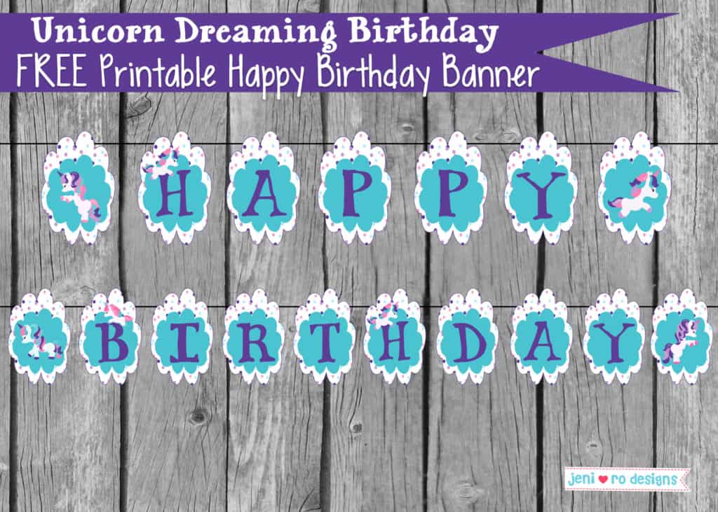 unicorn birthday printables banner
