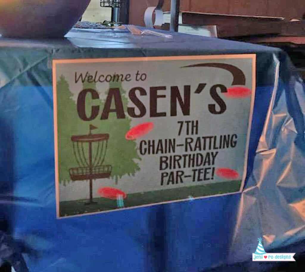 disc golf birthday printable welcome sign
