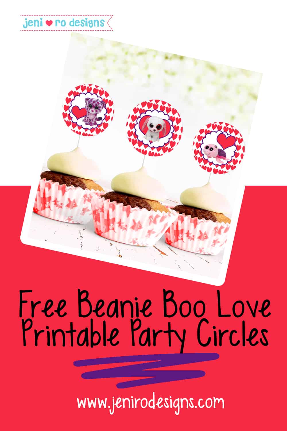 Beanie Boo Love printable party circles ready to download for Free!