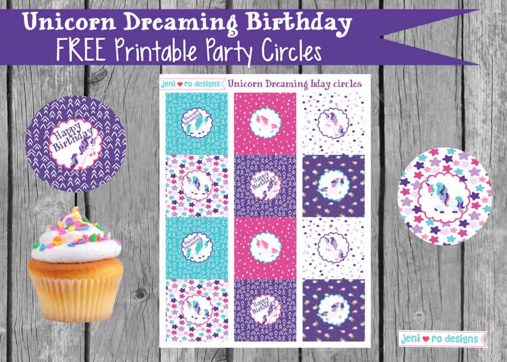 unicorn birthday printables party circles
